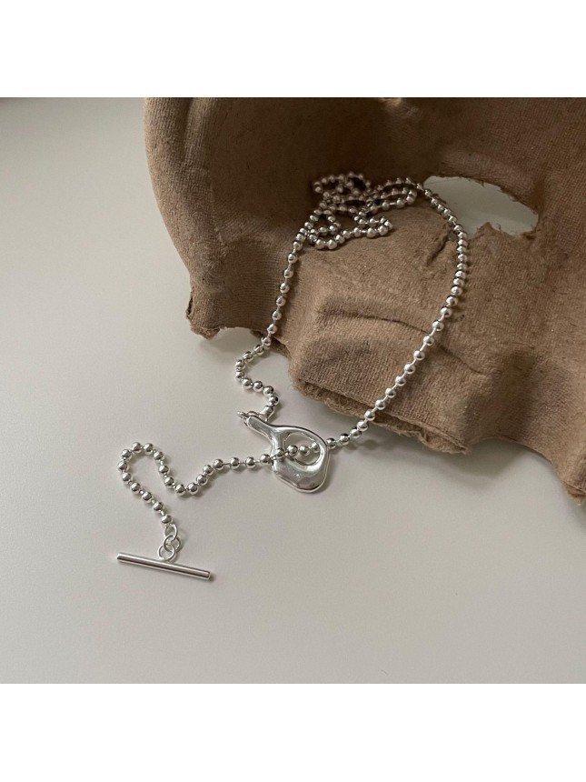 Fashion Irregular OT Beads 925 Sterling Silver Necklace