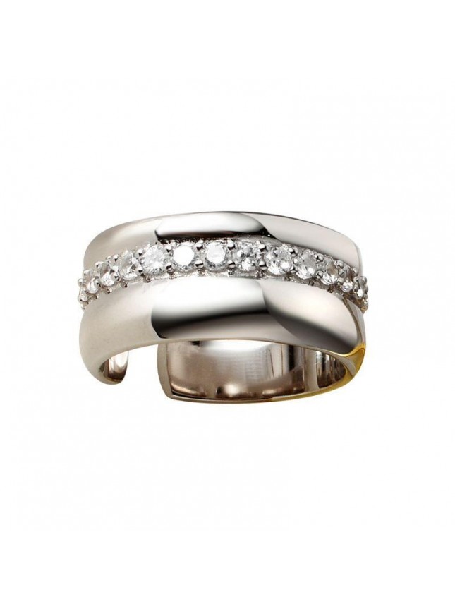 ClassicCZ Wide 925 Sterling Silver Adjustable Ring
