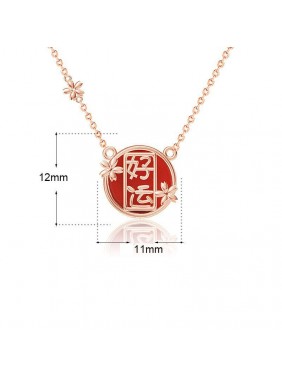 Holiday Natural Agate Haoyun Chinese 925 Sterling Silver Necklace