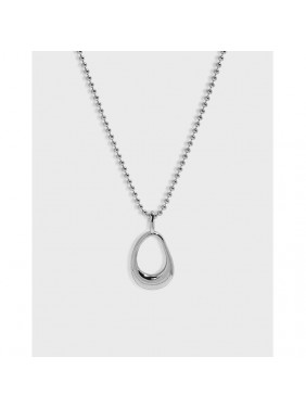 Simple Hollow Ellipse Beads 925 Sterling Silver Necklace