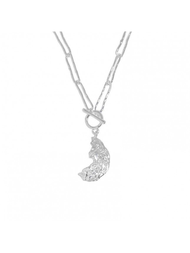 Casual Irregular Crescent Moon OT 925 Sterling Silver Necklace