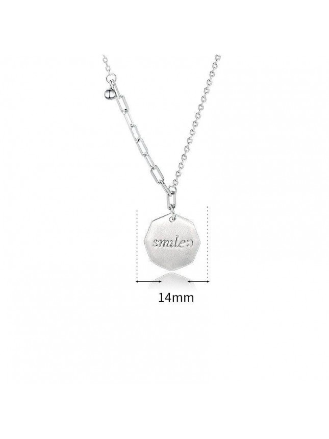 Office Smile Letters Geometry 925 Sterling Silver Necklace