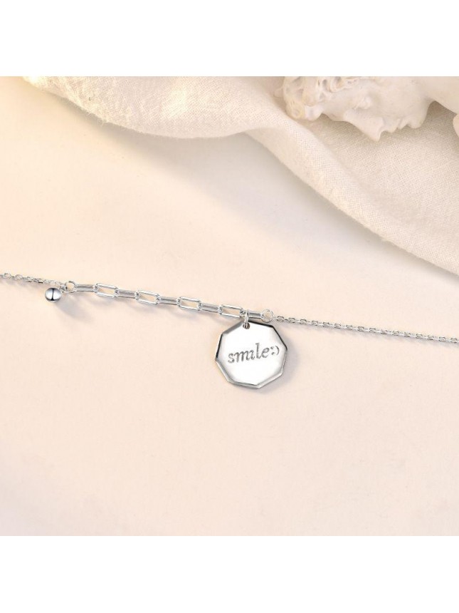 Office Smile Letters Geometry 925 Sterling Silver Necklace