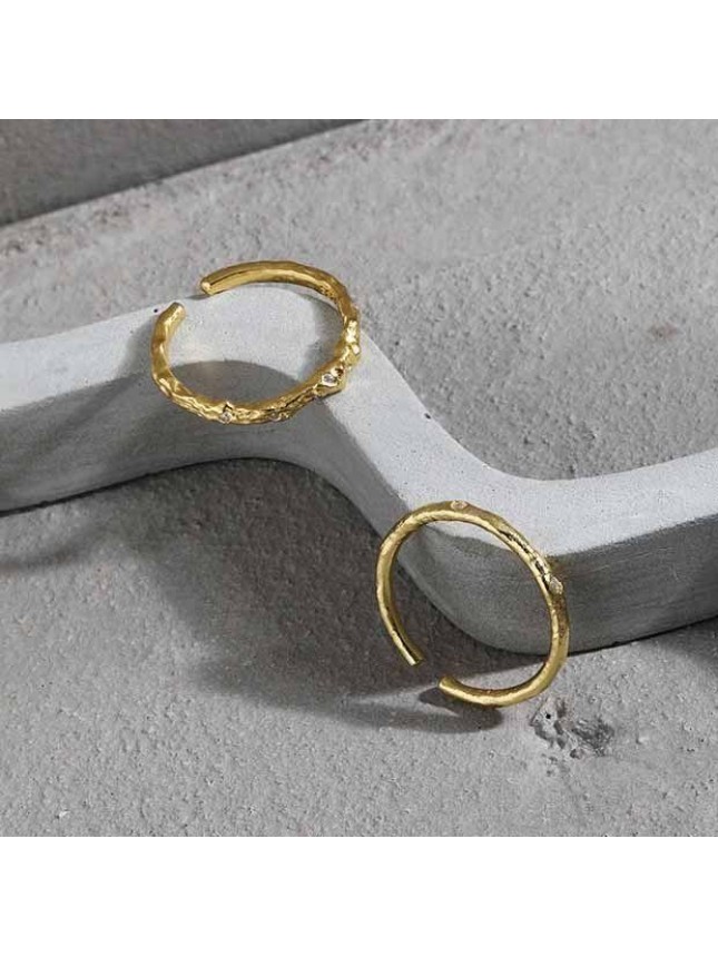 Minimalism CZ Irregular 925 Sterling Silver Adjustable Ring