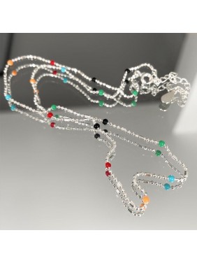 Simple Colorful Beads Chain 925 Sterling Silver Necklace