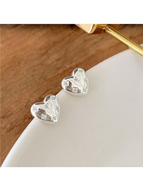 Micro Setting CZ Heart Love 925 Sterling Silver Stud Earrings