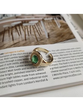 Elegant Oval Green CZ 925 Sterling Silver Adjustable Ring