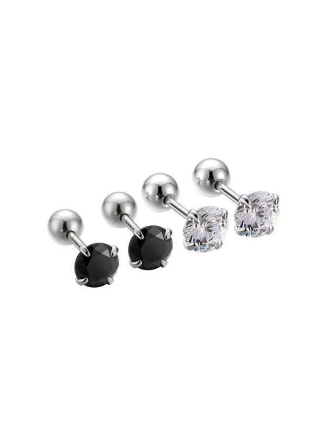Office 4 Prong Round CZ 925 Sterling Silver Stud Earrings