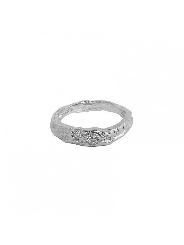 Simple Irrgular CZ 925 Sterling Silver Ring
