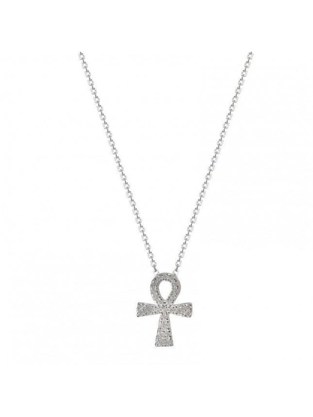 Modern Shining CZ Cross 925 Sterling Silver Necklace