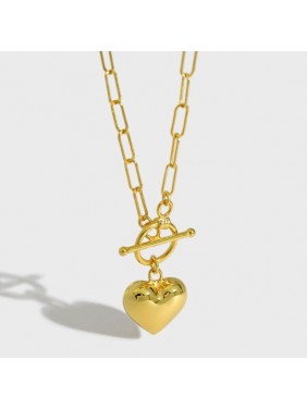 Women Simple Love Heart OT 925 Sterling Silver Necklace