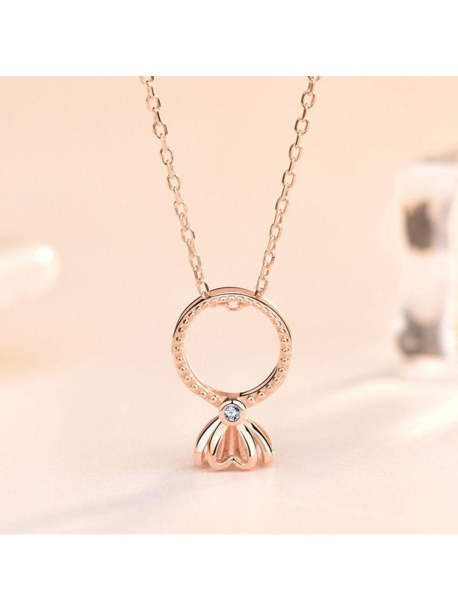 Cute Hollow CZ Goldfish 925 Sterling Silver Necklace