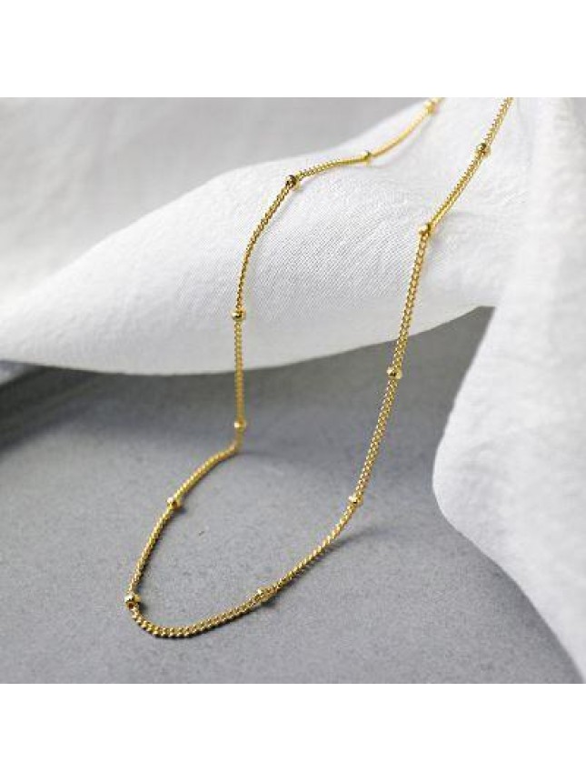 Women Mini Beads 925 Sterling Silver Choker Necklace