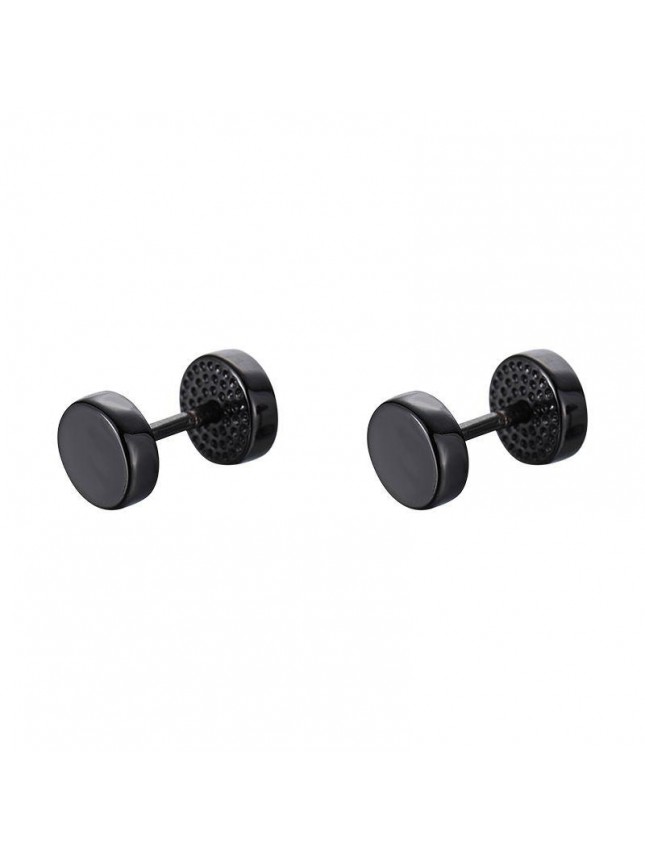 Fashion Round Black Gold 925 Sterling Silver Stud Earrings