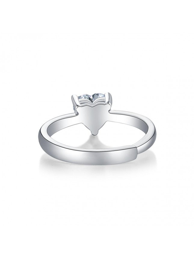 Promise Moissanite CZ Heart 925 Sterling Silver Adjustable Ring