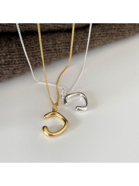 Simple Letter C 925 Sterling Silver Necklace