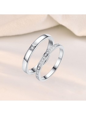 Minimalist CZ Lines 925 Sterling Silver Adjustable Promise Ring