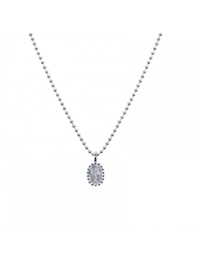 Elegant Oval CZ Beads Border Chain 925 Sterling Silver Necklace