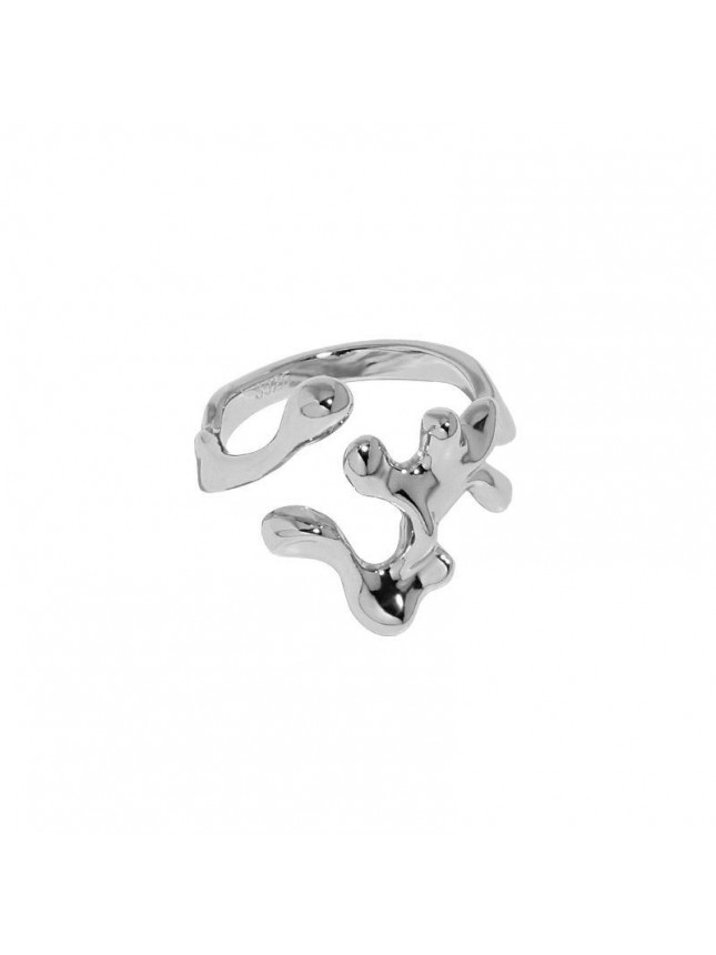 Minimalist New Irregular Flowing Lava 925 Sterling Silver Adjustable Ring