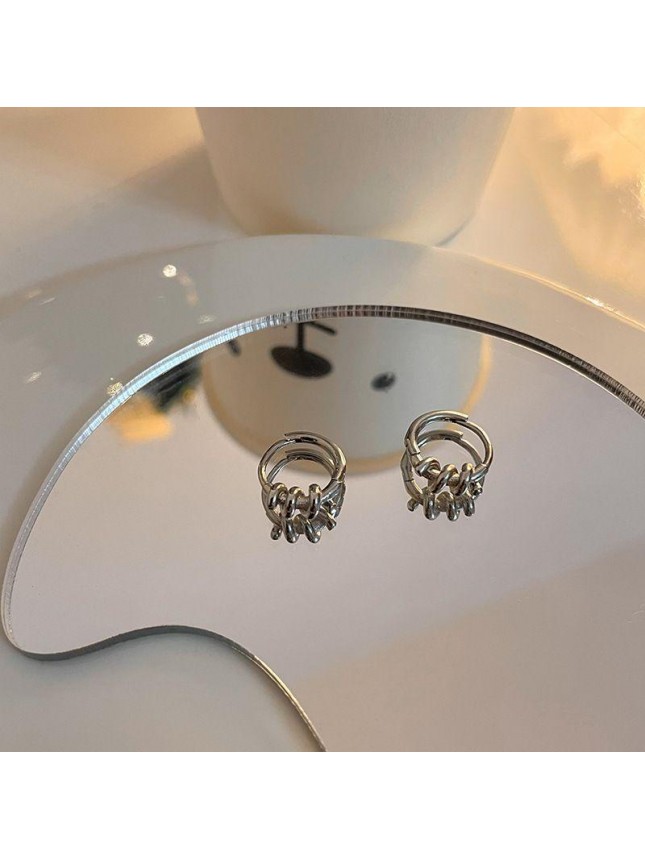 Cute Mini Coil Circle 925 Sterling Silver Huggie Hoop Earrings