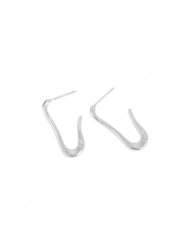 Simple U Shape Paper Clip 925 Sterling Silver Hoop Earrings