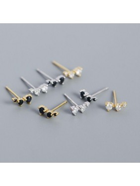 Geometry CZ Lines 925 Sterling Silver Stud Earrings