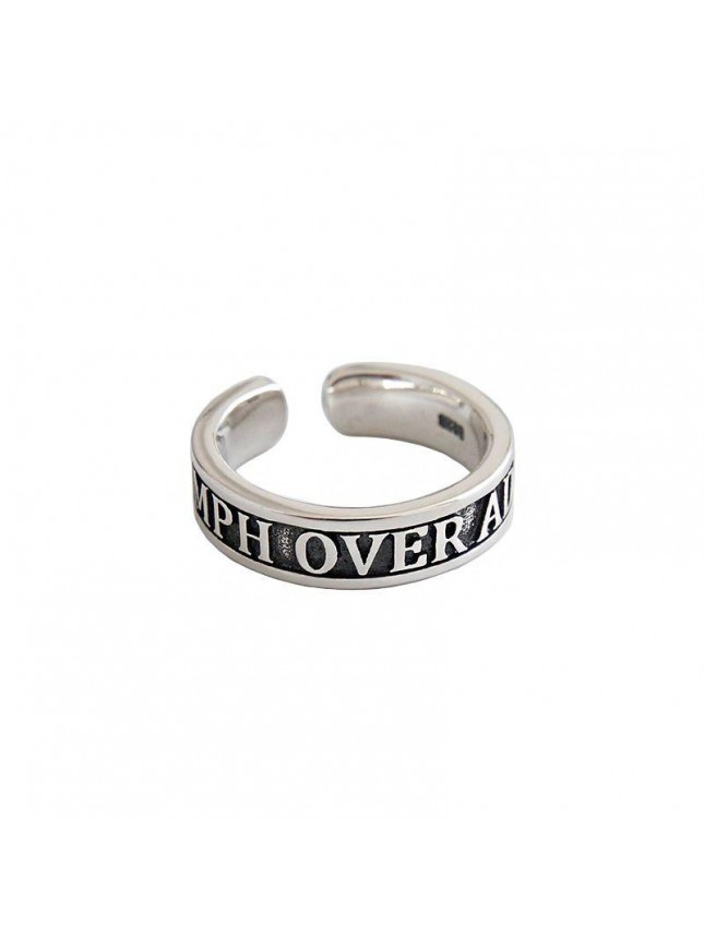 Vintage TRIUMPH OVER ADVERSITY Letters 925 Sterling Silver Adjustable Ring