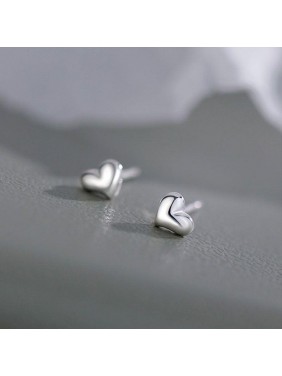 Mini Cute Love Heart Gift 925 Sterling Silver Stud Earrings