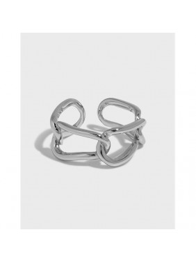 Office Hollow Chian Wide 925 Sterling Silver Adjustable Ring