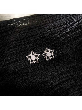 Casual Hollow Beads Stars 925 Sterling Silver Stud Earrings