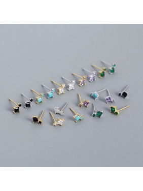 Simple Geometry Mini Square 925 Sterling Silver Stud Earrings
