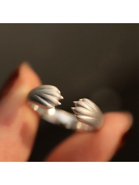 Cute Tiger Paw 925 Sterling Silver Adjustable Ring
