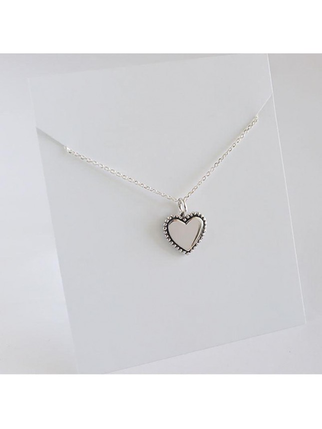 Minimalism Vintage Round Heart Square Cross 925 Sterling Silver Necklace