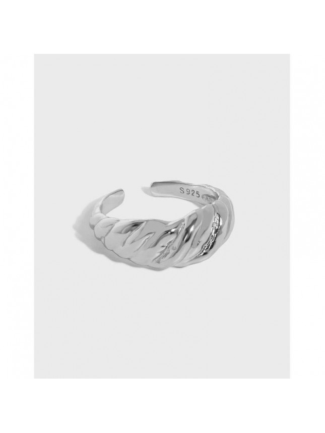 Simple Twisted Wide Office 925 Sterling Silver Adjustable Ring