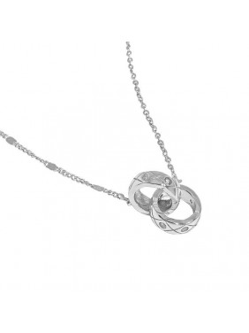 Office Double Quilting CZ Circles 925 Sterling Silver Necklace