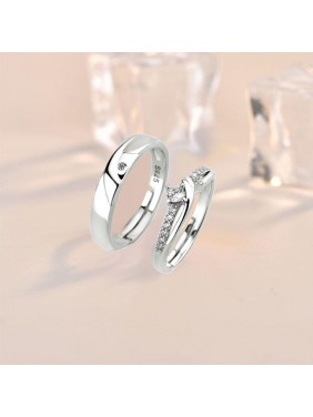 Simple Micro Setting CZ 925 Sterling Silver Adjustable Promise Ring