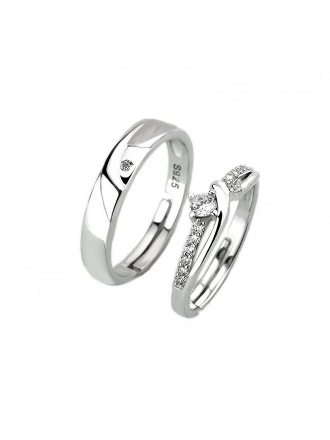 Simple Micro Setting CZ 925 Sterling Silver Adjustable Promise Ring